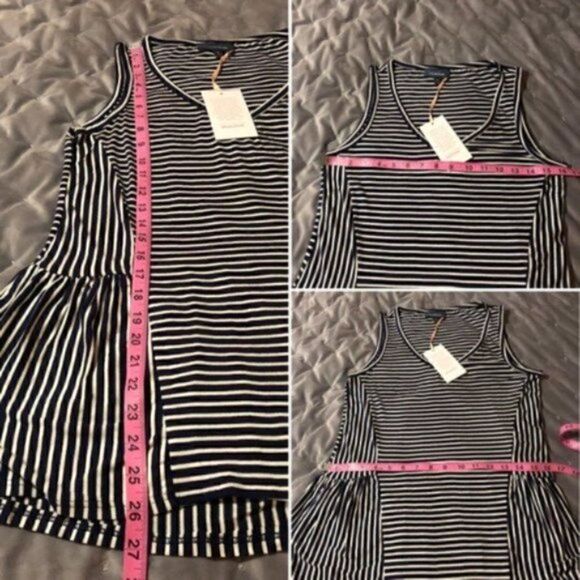 Modcloth Stripe Ruffle Tank Top In Every Direction Knit Navy Blue Cream White S - Picture 12 of 12